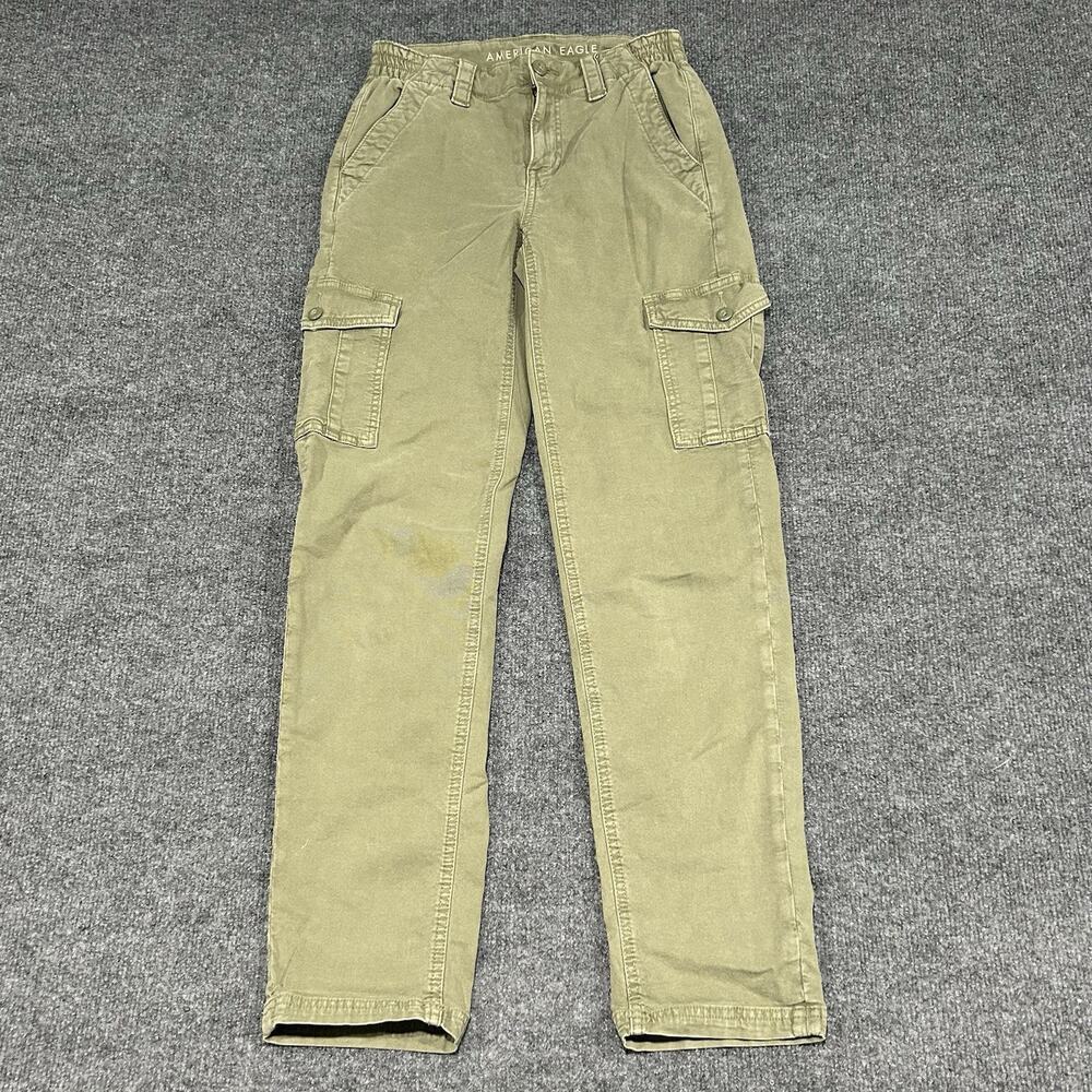 American Eagle Size 0 Stretch Olive Green Cargo Pants Real Good Standard Regular